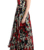 Dolce & Gabbana Multicolor Silk Floral Crystal Long Maxi Dress