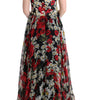 Dolce & Gabbana Multicolor Silk Floral Crystal Long Maxi Dress