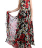 Dolce & Gabbana Multicolor Silk Floral Crystal Long Maxi Dress