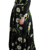 Dolce & Gabbana Multicolor Silk Sunflower Print Long Maxi Dress
