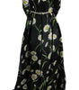 Dolce & Gabbana Multicolor Silk Sunflower Print Long Maxi Dress