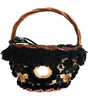 Dolce & Gabbana Beige Straw Snakeskin Pom Pom Crystal AGNESE Bag