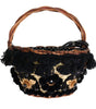 Dolce & Gabbana Beige Straw Snakeskin Pom Pom Crystal AGNESE Bag