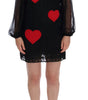 Dolce & Gabbana Black Lace Red Heart Shift Dress