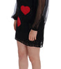 Dolce & Gabbana Black Lace Red Heart Shift Dress