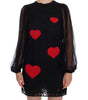 Dolce & Gabbana Black Lace Red Heart Shift Dress