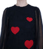 Dolce & Gabbana Black Lace Red Heart Shift Dress