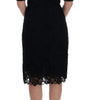 Dolce & Gabbana Black Floral Ricamo Sheath Dress