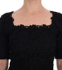 Dolce & Gabbana Black Floral Ricamo Sheath Dress