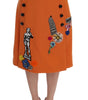 Dolce & Gabbana Embellished Wool Skirt in Vivid Orange