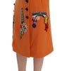 Dolce & Gabbana Embellished Wool Skirt in Vivid Orange