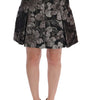 Dolce & Gabbana Elegant Black Silver-Floral Straight Skirt