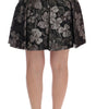 Dolce & Gabbana Elegant Black Silver-Floral Straight Skirt