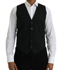 Dolce & Gabbana Black Wool Formal Dress Waistcoat Vest