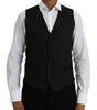 Dolce & Gabbana Black Brown Silk Waistcoat Dress Formal Vest