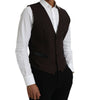 Dolce & Gabbana Brown Wool Waistcoat Dress Formal Vest