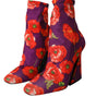 Dolce & Gabbana Purple Floral Jersey Stretch Boots Shoes