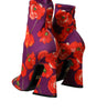 Dolce & Gabbana Purple Floral Jersey Stretch Boots Shoes
