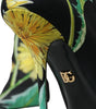 Dolce & Gabbana Black Floral Jersey Stretch Ankle Boots Shoes