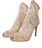 Dolce & Gabbana Beige Stretch Taormina Lace Boots Shoes