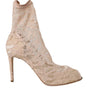 Dolce & Gabbana Beige Stretch Taormina Lace Boots Shoes