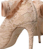 Dolce & Gabbana Beige Stretch Taormina Lace Boots Shoes