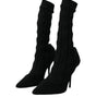 Dolce & Gabbana Black Stiletto Heels Mid Calf Boots Shoes
