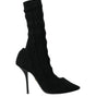 Dolce & Gabbana Black Stiletto Heels Mid Calf Boots Shoes