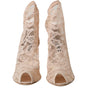 Dolce & Gabbana Beige Stretch Taormina Lace Boots Shoes
