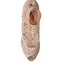 Dolce & Gabbana Beige Stretch Taormina Lace Boots Shoes