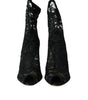Dolce & Gabbana Black Stretch Taormina Lace Boots Shoes