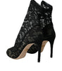 Dolce & Gabbana Black Stretch Taormina Lace Boots Shoes