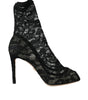 Dolce & Gabbana Black Stretch Taormina Lace Boots Shoes