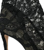 Dolce & Gabbana Black Stretch Taormina Lace Boots Shoes