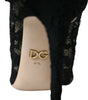 Dolce & Gabbana Black Stretch Taormina Lace Boots Shoes