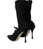 Dolce & Gabbana Black Stiletto Heels Mid Calf Boots Shoes