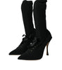 Dolce & Gabbana Black Stiletto Heels Mid Calf Boots Shoes
