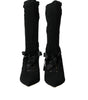 Dolce & Gabbana Black Stiletto Heels Mid Calf Boots Shoes