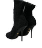 Dolce & Gabbana Black Stiletto Heels Mid Calf Boots Shoes