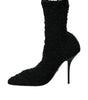Dolce & Gabbana Black Stiletto Heels Mid Calf Boots Shoes