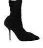 Dolce & Gabbana Black Stiletto Heels Mid Calf Boots Shoes