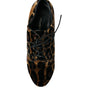 Dolce & Gabbana Brown Leopard Hair Lace Up Booties Shoes