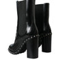 Dolce & Gabbana Black Leather Studded Lace Up Boots Shoes