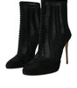 Dolce & Gabbana Black Mesh Stiletto Heels Ankle Boots Shoes