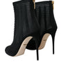 Dolce & Gabbana Black Mesh Stiletto Heels Ankle Boots Shoes