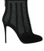 Dolce & Gabbana Black Mesh Stiletto Heels Ankle Boots Shoes
