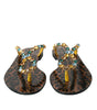 Dolce & Gabbana Mustard Crystal Calf Leather Beachwear Shoes