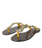Dolce & Gabbana Mustard Crystal Calf Leather Beachwear Shoes