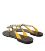 Dolce & Gabbana Mustard Crystal Calf Leather Beachwear Shoes