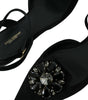 Dolce & Gabbana Black Leather Crystal Slingback Sandals Shoes